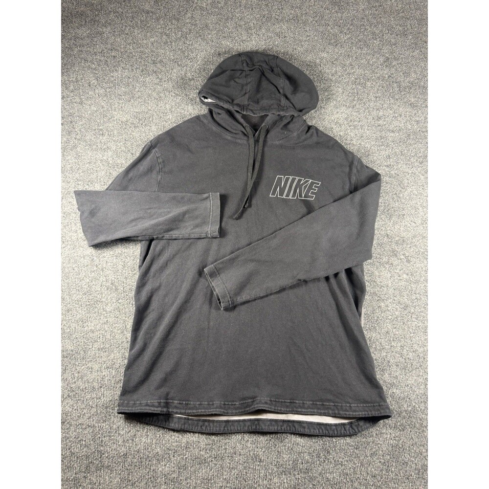Nike Spell Out Black Geometric Camo Back Logo Pullover Hoodie Large Men’s